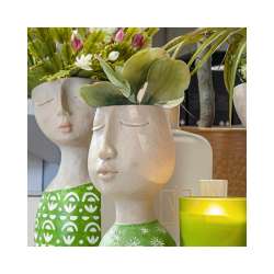 Portavaso testa fanciulla cm15x16 h28 verde