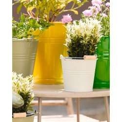 Vaso in latta con manico in legno dm 29 h 29 yellow