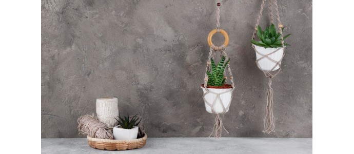 Vasi Sospesi con Fili di Juta: Decorazioni con Fiori Secchi e Stabilizzati per la Casa