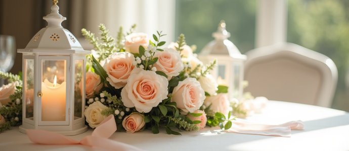 Centrotavola matrimonio elegante con fiori artificiali