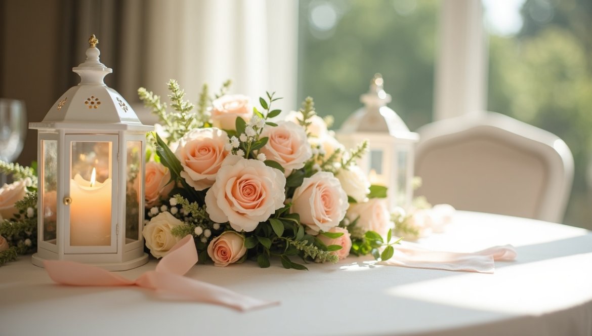 Centrotavola matrimonio elegante con fiori artificiali